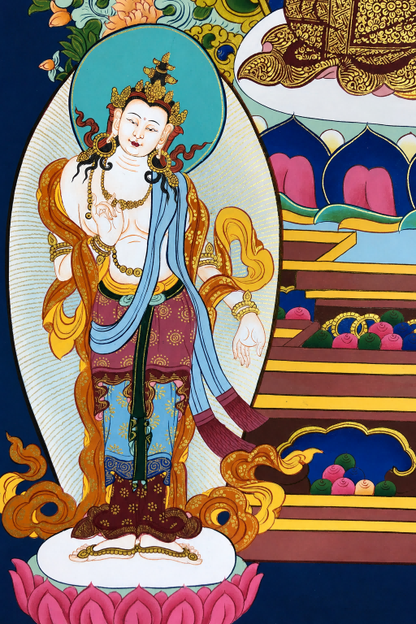 White bodhisattva detail from the AURESTAR Amitabha thangka painting.